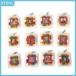 ZTOYL Tibetan Tangka Green Tara Buddhism Keychains Small Pendants Pocket Fengshui Key Chain Decoration
