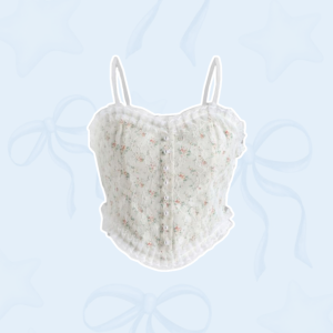 One Set 3in1 Korean Style Tanktop Vintage Floral Kemeja Blouse Basic Celana Jeans Kulot KS Amore 209