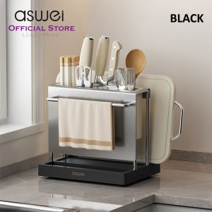 Angelohut X ASWEI A154SNH Rak Peralatan Dapur Sendok Garpu Dengan Gantungan Kain Lap