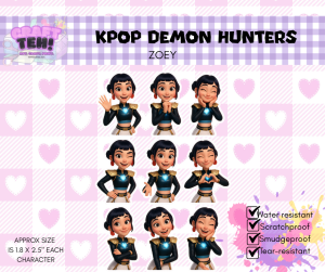 CRAFTTEH KPOP DEMON HUNTERS ZOEY VINYL STICKER PACK WATERPROOF