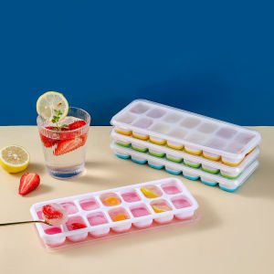 Cetakan Es Batu + Tutup 14 Kotak Ice Cube Tray Silikon Elastis Coklat Puding Jelly