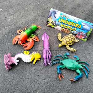 Ukuran Besar Mainan Edukasi Miniatur Hewan Laut Undersea World Q502 5 Satu Set Kantong Isi 6pcs | Mainan Koleksi Anak Binatang Karet Murah | Mainan Animal Laut Dalam Mainan Anak Figure Binatang Laut Karet