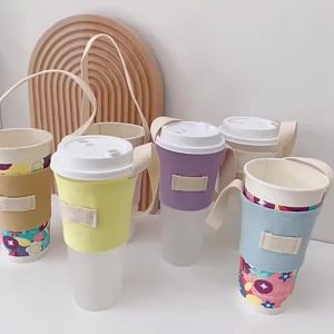 [OKLIFE. SG]Canvas Tumbler Case Holder Bag Water Bottle Carrier Holder Handle Portable Cup Canvas Cup