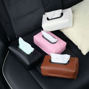 TUO29 Adjustable Strap Car Tissue Holder Practical PU Leather Automotive Napkin Holder Light Luxury Household Tissue Storage Box Decoration
