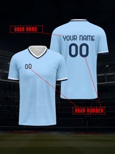 Jeans Fritz Custom 3D Print Sky Blue Gradient Stripe Soccer Jersey Sporty Style Football Shirt for Men Women Training Match with Fast Delivery Cod Free Shipping High Quality Breathable Moisture Wicking Quick Dry