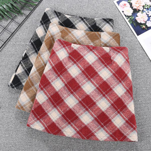 COD woolen plaid skirt autumn and winter womens clothing high waist versatile hip wrap skirt anti-light red plaid skirt 82902026 new product