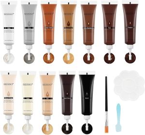 SEISSO Furniture Repair Kit 12 Colors Wood Filles Wood Touch up Paint Wood Paint with Color Palette Restore Scratches Stains Cracks Hole for Wooden Floors Cabinet Tables Carpenters