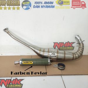 KNALPOT ARROW NINJA R RR SS FULL STAINLESS KARAKTER SUARA GARING SILINCER KEVLAR SERAT ASLI