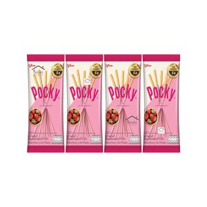 4PCS Pocky Sachet Strawberry Biskuit Stik Salut Krim Stroberi