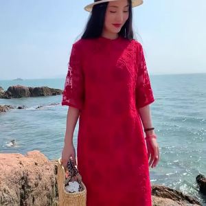 New Chinese Style Cotton and Linen Womens New Dress Summer Womens Qikaisheng Improved Cheongsam R National Style Tea Clothes