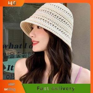 HB Summer New Hollow Knitted Sun Protection And Sunshade Hat For Womens Leisure Versatile Small Fresh Fashion Pot Hat