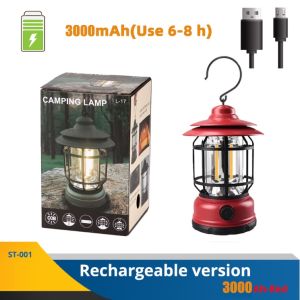 Outdoor Camping Light Retro Portable Lantern Led Light Vintage Tent Lighting Waterproof Emergency Lamps for Garden Street Path Lawn Lamp