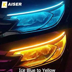 2PCS Car LED Light Strip Double Color DRL Motorcycle Auto Headlight Daytime Running Light Flexible Waterproof Light Strip Flowing Flow Guide Strip Surface Strip Tube Lamp Daytime Cars Motor Turn Signal Lights LED58