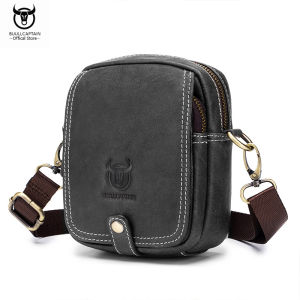 BULLCAPTAIN 100% Genuine Leather Mens Crossbody Bag Casual Vintage Shoulder Bag