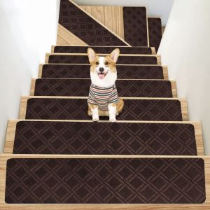 ALLLUCK 76X20cm Staircase Mat Self-adhesive Non-Slip Protection Cover Pads Fashion Safety Stair Tread Carpet Mat Home Decor