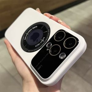 Hard Case Kompatibel untuk Iphone 15 Iphone 15 Plus Iphone 15 Pro Iphone 15 Pro Max dengan Magsafe Big Window Ring Lensa Kamera Perlindungan Penuh Liquid Silicone Anti-selip Anti-gores Anti-debu