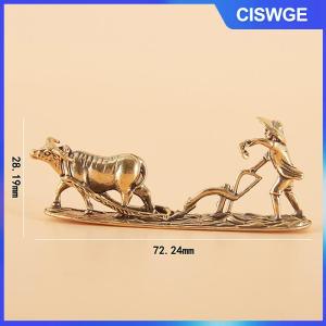 CISWGE 1 Piece cổ điển trang trí nhà bộ sưu tập của trà Pet Brass khắc handholds kim loại Thủ công mỹ nghệ cũ nông dân và bò phòng khách trang trí