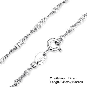 JewelryPalace Genuine 100% 925 Sterling Silver Necklace Ingot Twisted Trace Belcher Snake Bar Singapore Chain Necklace Women