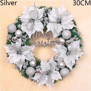 OPEAREY 30/40cm Props Xmas Decoration Party Supplies Decorative Wreath Christmas Tree Accessories Flower Decor Garland