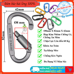 Móc Khóa Nhôm Carabiner Đa Năng Chữ D Móc Khóa Hợp Kim Nhôm Cao Cấp Siêu Cứng Bền Không Mài Mòn Có Ren Vặn Chốt Khóa
