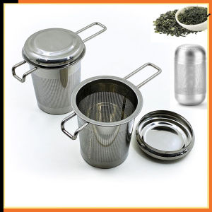 Stainless Steel Tea Filter with Lid Reusable Tea Filter Coffee Filter Extended Folding Handle