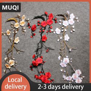 [COD] MUQI Ship within 24 hours   Beautiful Embroidered Plum Blossom Flower Patch Iron/Sew on Applique Motif Craft