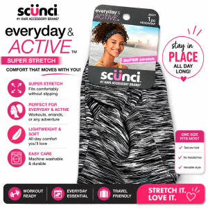Scunci Everyday Active Super Stretch Headwrap Soft Stretchy Hair Wrap 1pc