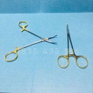 Kẹp kim cán vàng mũi cong 13cm - Kelly cán vàng mũi cong 13cm