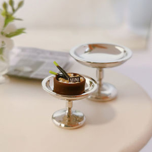 QUANSEN 1Pcs Mini Metal Fruit Snack Tray Model Dollhouse Miniature Cake Dim Sum Tray DIY Decoration Doll House Accessories
