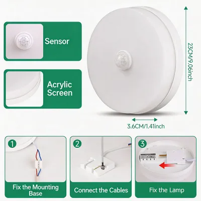 【Local shipment】CANMEIJIA Led Motion Sensor Ceiling Lights Radar 12W 15W 18W 20W 30W 40W Smart PIR Motion Sensor Ceiling Lamps for indoor LIghting Stair Corridor
