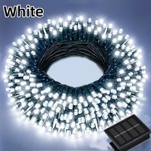 12 Meter - 100L LED Solar Powered Waterproof Black Line Wire Christmas Lights String Lights Fairy Christmas Party Garden Lights Holiday Party Lights