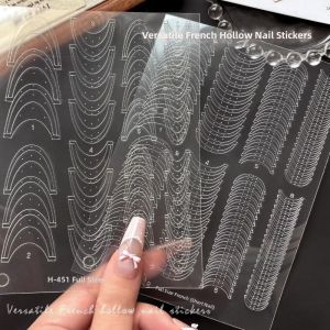 EASYEAH Self-Adhesive French Nail Stickers Full-size DIY Transparent Nail Stickers Fashion Fully Transparent French Edge Template Nail Art