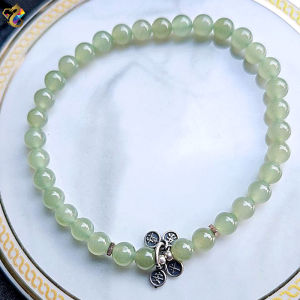 Collection / Super Premium Grade Green Nephrite Jade Bracelet (Blessings / Lotus)