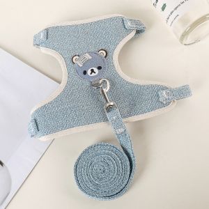 SDFSF Cartoon Bear Pet Vest Small Medium Sized Dog Chain Dog Rope Chest Strap Traction Rope
