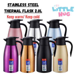 Thermos Flasks 2Litre Carafe Stainless Steel SUS304 Bekas Air Panas Karaf Bottle 2000ml Thermos Vacuum Thermal Temos Jug Jar Bocong 不銹钢保温壶