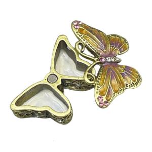 Enamel Hand Painted Hinged Box Heart/Butterfly Trinket BoxFigurine Collectible Gift Home Decorations