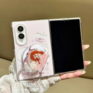 Kawaii Cartoon Girl Ocean Seashell Print Magnetic Phone Cover For Samsung Galaxy Z Fold 8 7 6 5 4 Fold 8 Ultra For Magsafe Stand