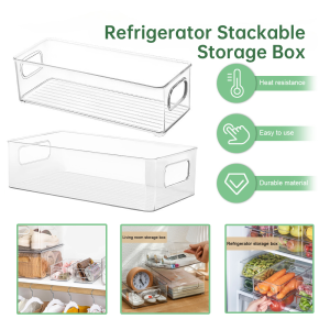 Clear Stackable Refrigerator Organizer Fridge Crisper Kitchen Food Storage Box Multipurpose Storage Box for Bathroom