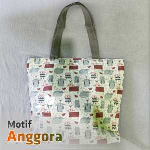 TAS TOTE BAG BESAR JUMBO KANVAS MOTIF Totebag canvas belanjaan wanita laundry londry pakaian - TBJKM TW