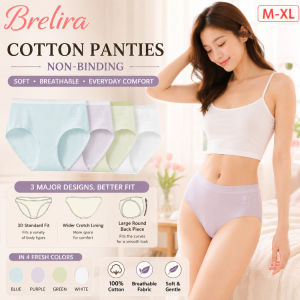 【Brelira】7A Antibacterial Womens Underwear Mid-Waist Breathable Seamless Panties Pure Cotton Crotch Skin-Friendly Design Solid Color Teen Girls Briefs