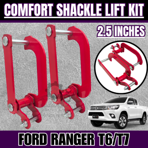 CPA FORD RANGER T6/T7 COMFORT SHACKLE 2.5INCH LIFT KIT SET RED (11731)