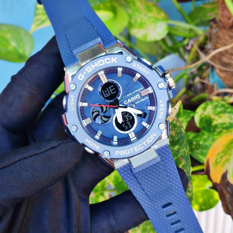 Dual Time Men's Watch Orig. G Shock Steel Back HSD-013 Solar 50m