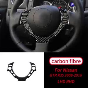 mv1 For Nissan GTR R35 2008-2016 Real Carbon Fiber Car Steering Wheel Dash Board CD Gear Shift Air Vent Sticker Interior LHD/RHD 9P4H3