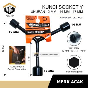 Kunci Sok Y 8 x 10 x 12 mm Pendek | Kunci Sok Y Murah | Kunci Sock Shock Socket Silver