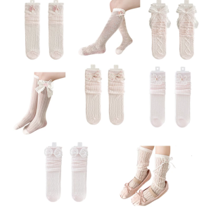 Bướm Bowknot vớ mặc thoải mái lưới chất đống vớ màu trơn trong vớ ống cho các trường học và lễ hội