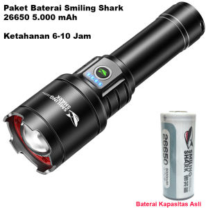 Senter Smiling Shark SD7004 SmilingShark SD 7004 Senter 2 Warna Cahaya kuning dan Putih 8 Modes Powerful Flashlight Super Bright Type-C Rechargeable Zoomable Waterproof