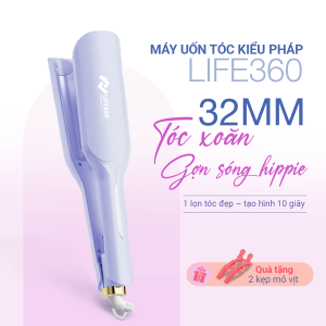 Máy Uốn Tóc Ion Âm Kiểu Pháp Life360 LF-MUP23-Uốn Xoăn Gợn Sóng Lớn 32mm-Uốn Tóc Hippie-Hàng Chính Hãng-Bảo Hành 1 Năm
