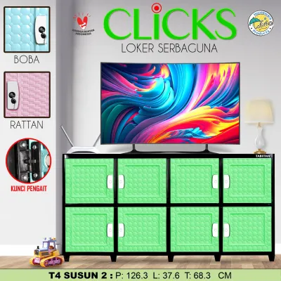 TOWER 4 - LEMARI PLASTIK LOCKER BOX TABITHA CLICKS TOWER 4 SUSUN 2 [TABBOX]