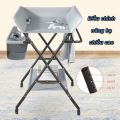 Bàn thay tã cho trẻ sơ sinh WEHO có thể gấp gọn tiện lợi - Bàn thay bỉm chuyên dụng cho bé bằng kim loại có bánh xe. 