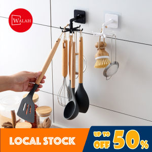 6 PCS Swivel Wall Mounted 6-Claw Plastic White Hook KitchenTableware/Bathroom 360° Multi-functional Rotating Hook